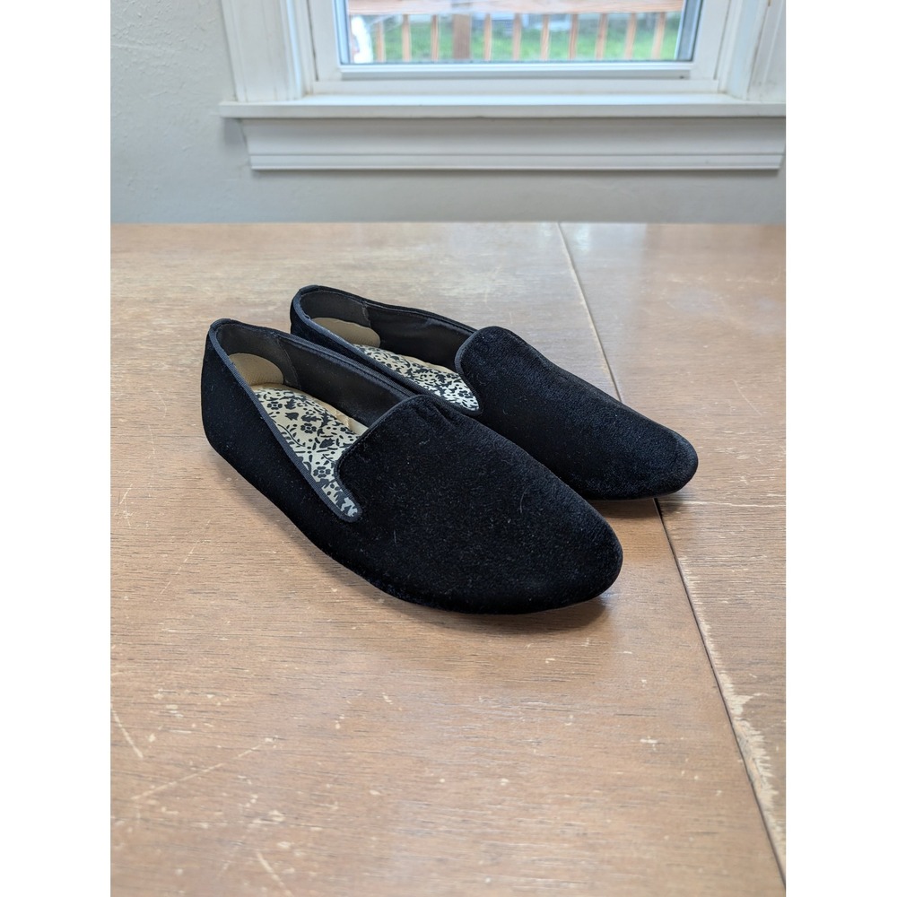 Birdies The Starling Black Velvet Smoking Slipper Loafers Womens 7.5 Flats